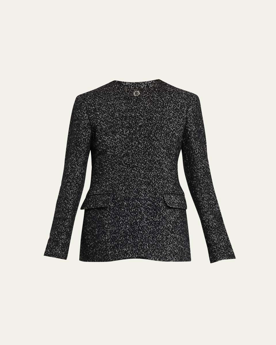 Tweed Collarless Cinched Jacket